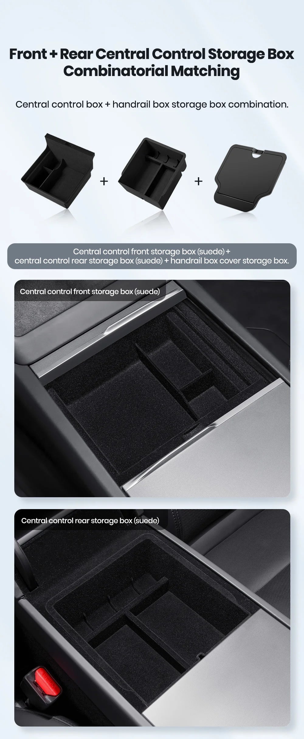 For Tesla Model 3 Highland 2025 Model Y 2021-2025 Center Armrest Hidden Storage Box Cup Holder Console Organizer Box Accessories