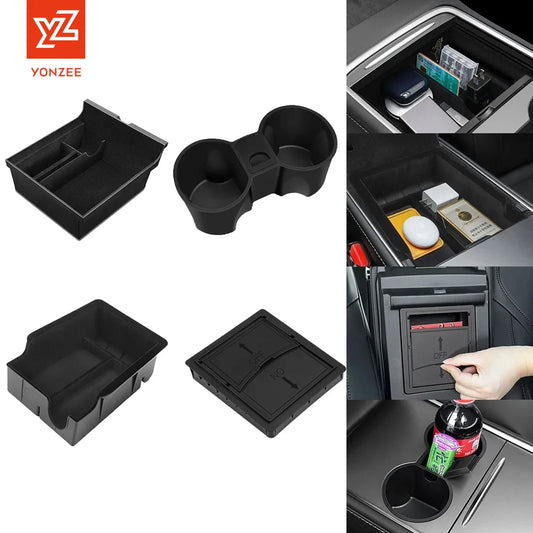YZ For Tesla Model 3 Model Y 2021-2023  Center Console Organizer Car Tesla Car Armrest Hidden Storage Box Interior Accessories
