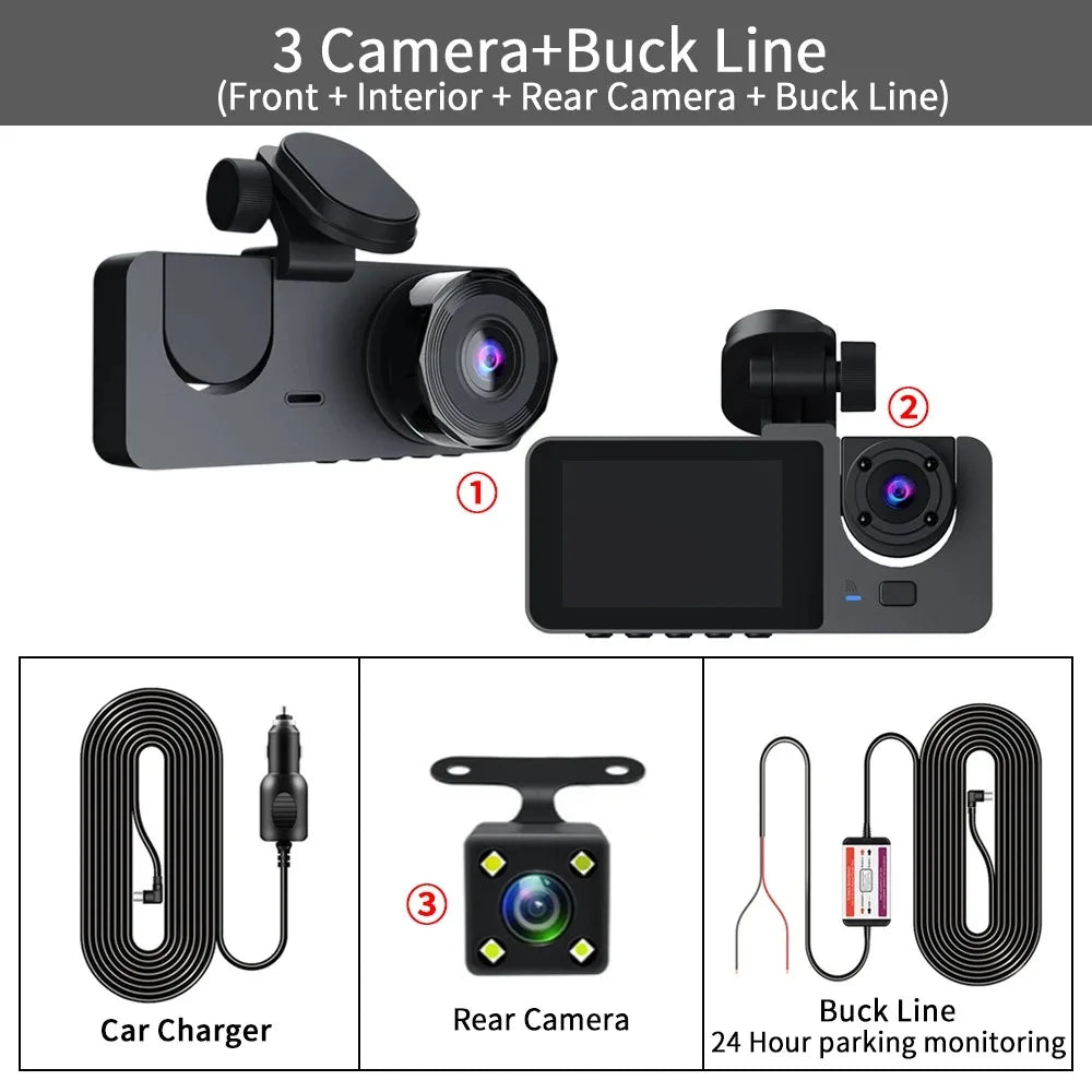 Dash Cam for Cars Camera HD 1080P Video Recorder Dashcam DVR Black Box Dual Lens DVR with Rear View Camera for Vehicle