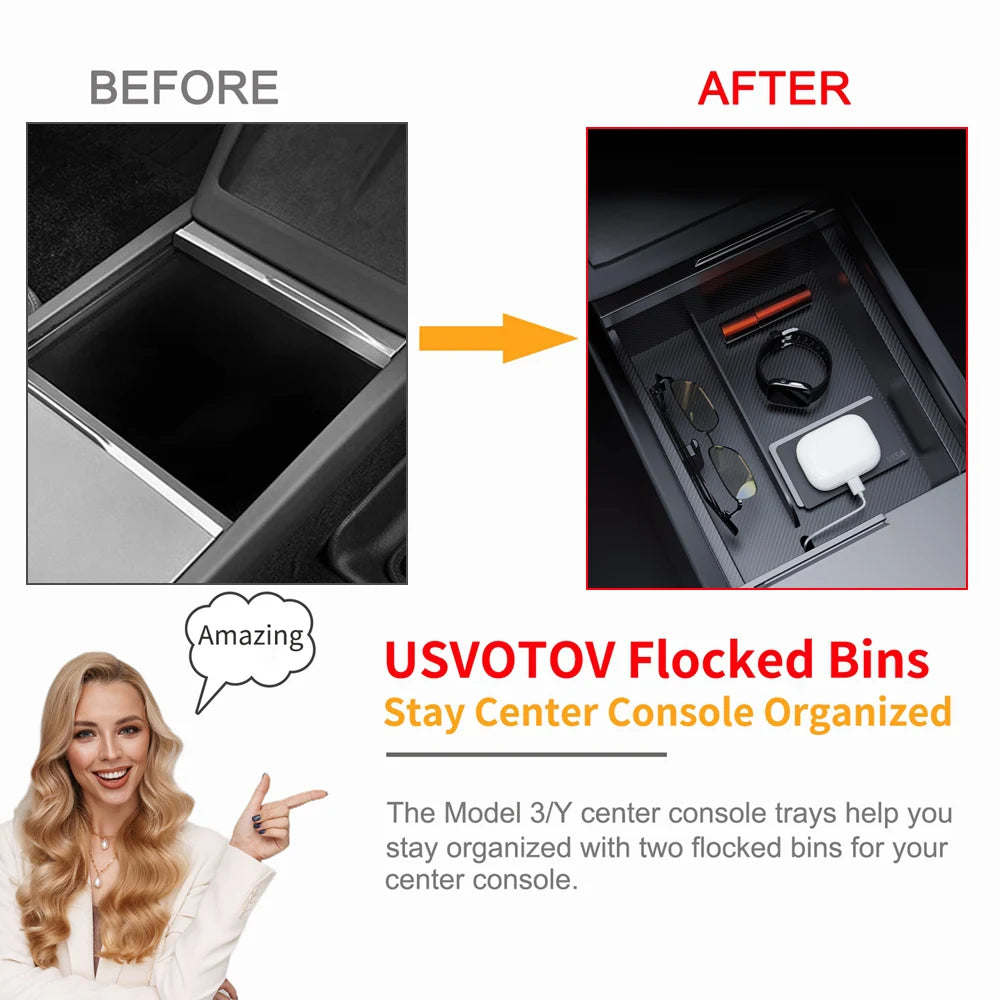 Center Console Trays for Tesla Model Y Juniper 2025 Launch Model 3 Highland Organizer Accessories Armrest Storage Box Cup Holder