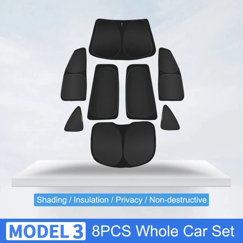 Car Sun Shade for Tesla Model 3 Y 2017-2025 Windshield Sunshade Cover Protector Front Side Window Privacy Blind Shading Kids