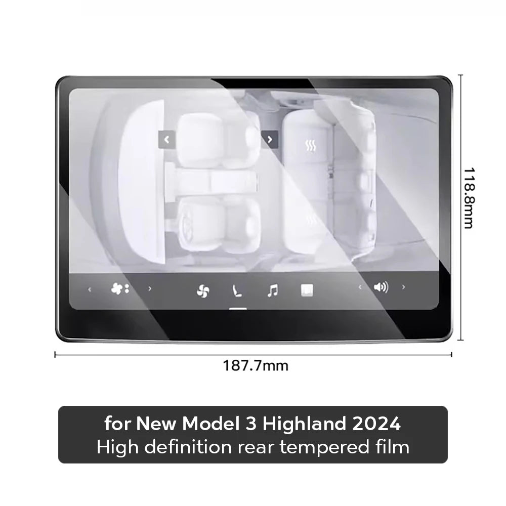 Tempered Glass Film Protector for New Tesla Model Y Juniper 2025 Launch Model 3 Highland 2024 Front and Rear Screen Protective