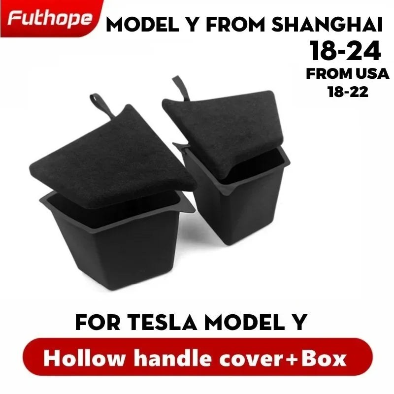 Futhope Car Trunk Side Storage Box For Tesla Model Y New juniper Flocking Cover Mat Partition Board Stowing Space Decoration