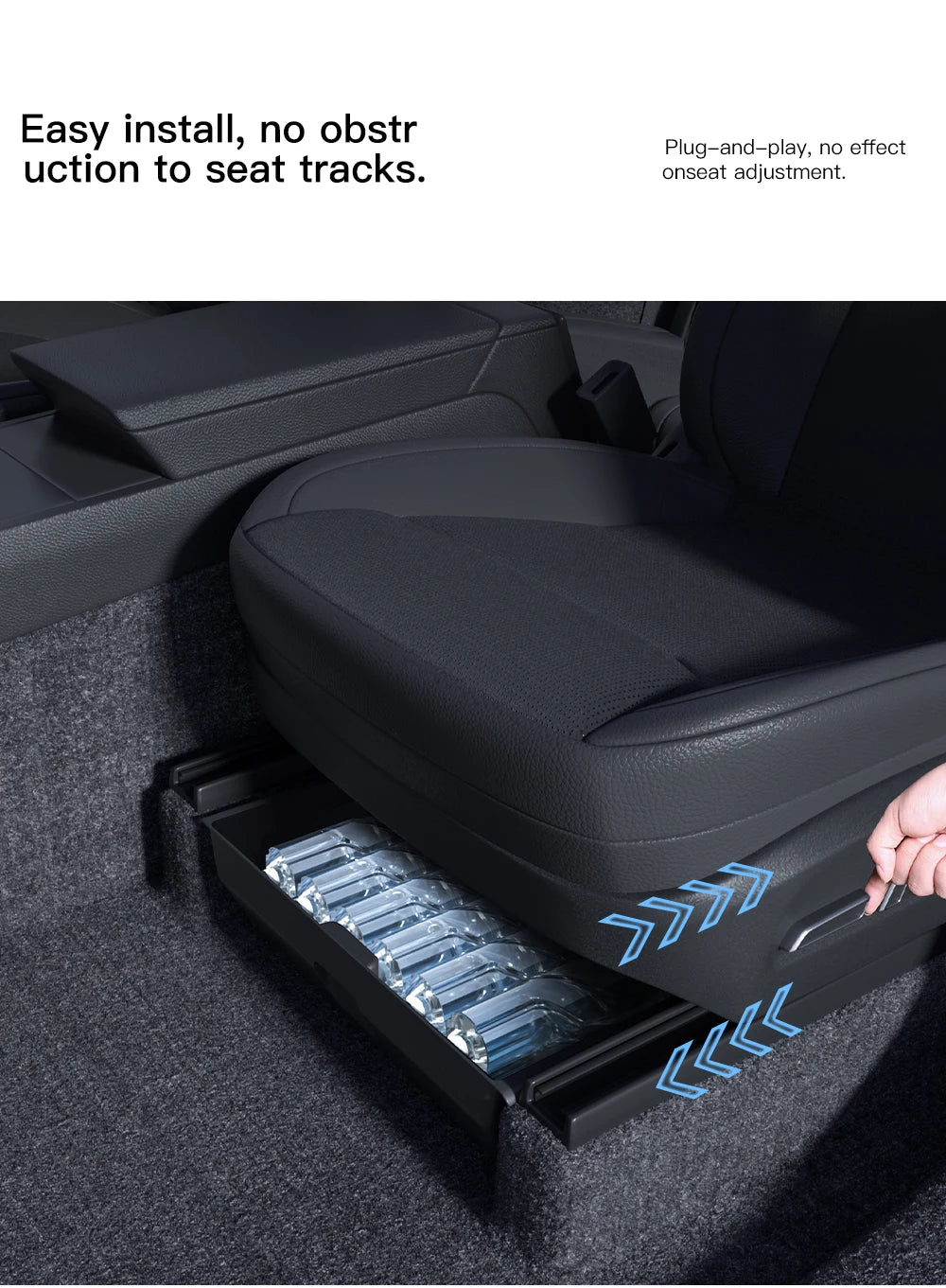 YZ For Tesla Model Y Juniper 2025 Underseat Storage Box Seats Drawer TPE Hidden Storage Tray Push Pull Car Organizer Accessories