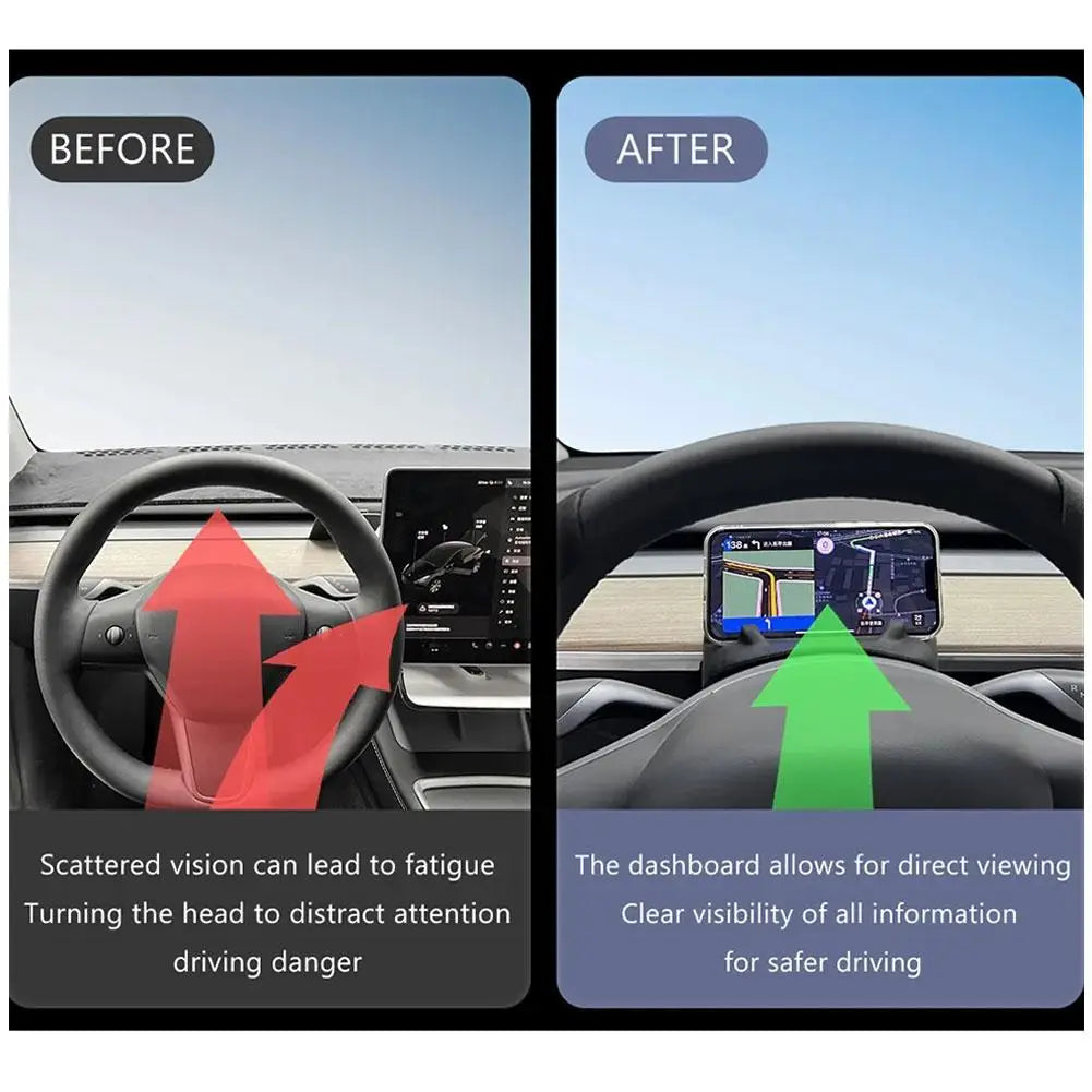Steering Wheel Front Storage Box for Tesla Model 3 Y 2023 Multifunctional Silicone Phone Holder Glasses Storage Car Accessories
