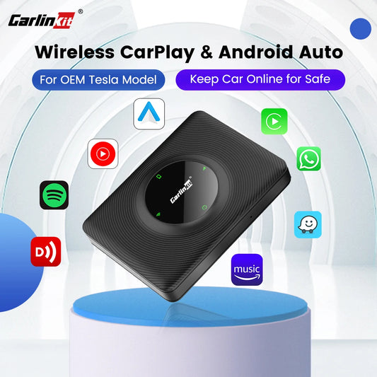 T2C Carlinkit Wireless CarPlay Adapter For Tesla Car Play Wireless Dongle for Model 3 Model Y S X Waze Spotify Android Auto