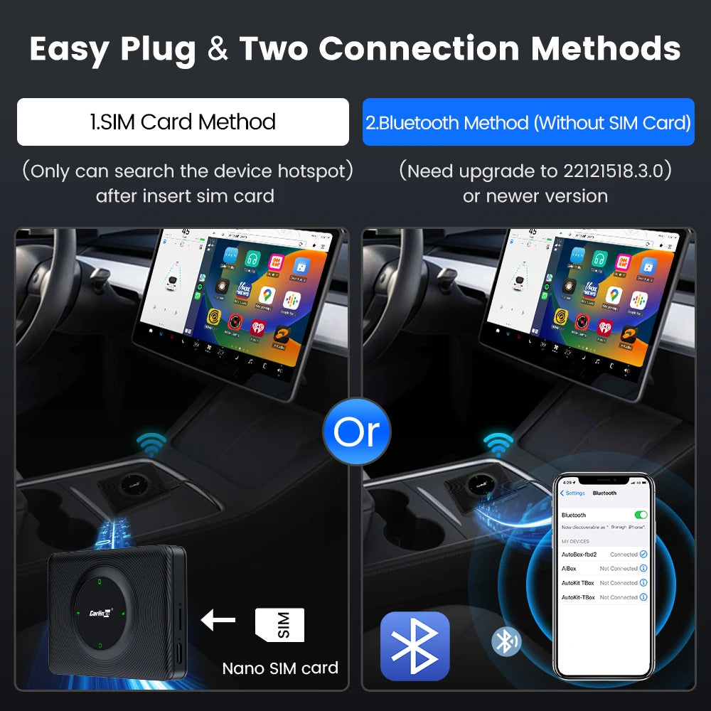 T2C Carlinkit Wireless CarPlay Adapter For Tesla Car Play Wireless Dongle for Model 3 Model Y S X Waze Spotify Android Auto