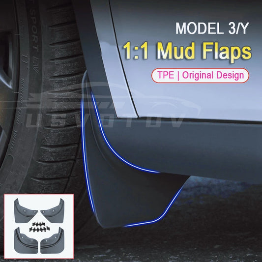 Soft Mud Flaps For Tesla Model 3 Y Juniper 2025 2024 Accessories TPE Mudguards Fender Anti-Snow Anti-Sand Guard Protector Cover
