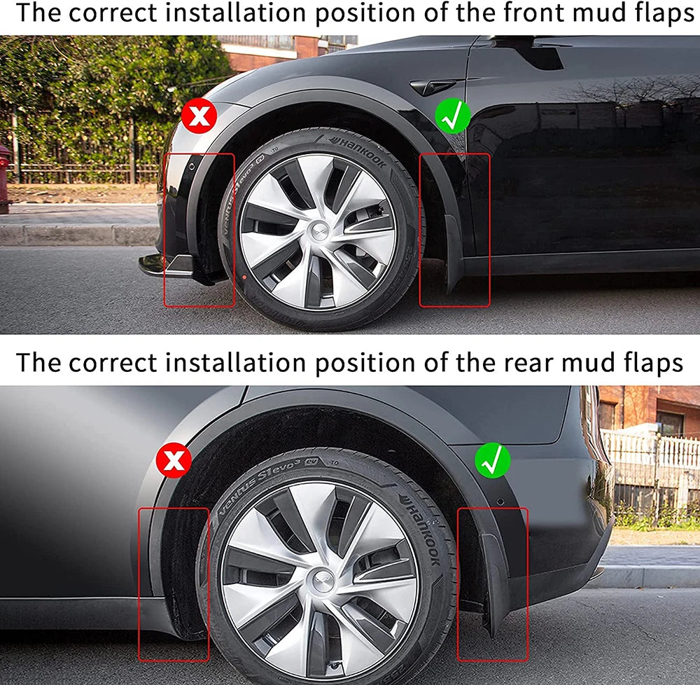 Mud Flaps for Tesla 2020 - 2024 2025 Model Y Juniper Splash Guards Fender No Drilling No Tape All Weather Mudflaps Accessories
