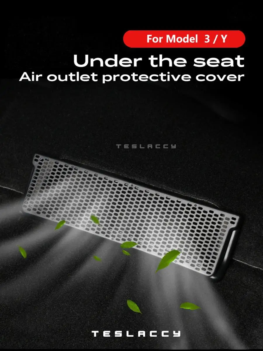For Tesla Model Y 2020-2023 Car Air Conditioner Outlet Protection Cover Rear Air Vent Mask Under Seat Anti Dust Prevent 2pcs