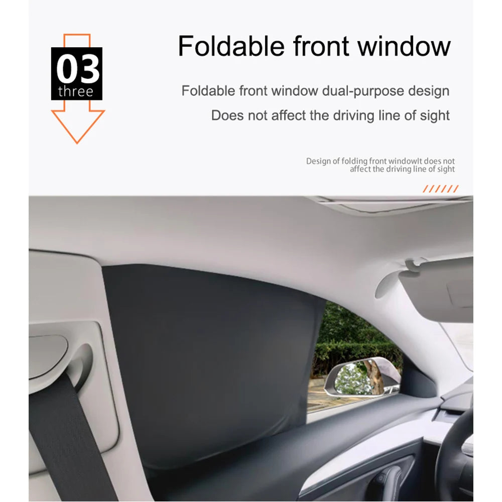 Car Sun Shade for Tesla Model 3 Y 2017-2025 Windshield Sunshade Cover Protector Front Side Window Privacy Blind Shading Kids