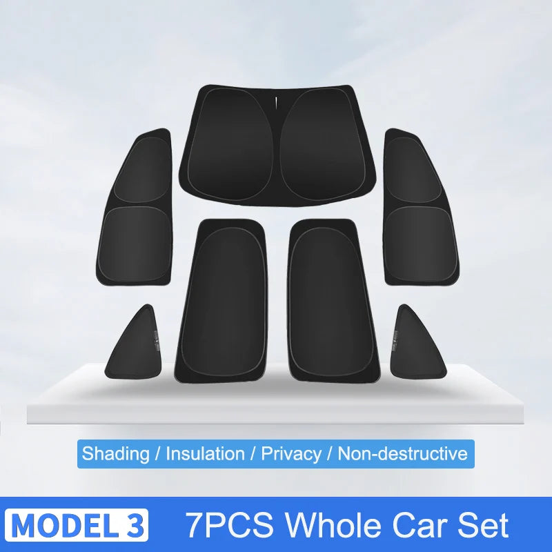 Car Sun Shade for Tesla Model 3 Y 2017-2025 Windshield Sunshade Cover Protector Front Side Window Privacy Blind Shading Kids