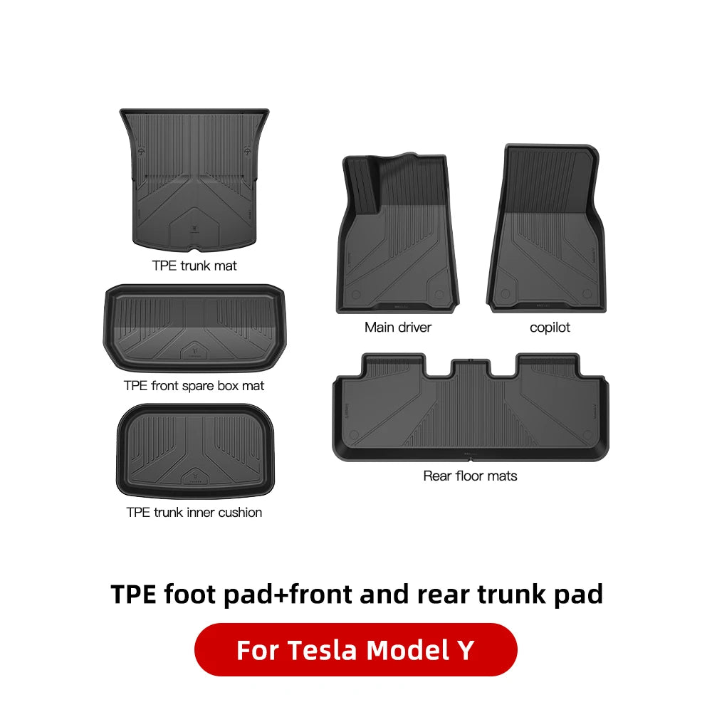 YZ For Tesla Model Y Model 3 All-Weather Waterproof TPE Seat Cover Foot Pad Trunk Mats 2021-2023 Tesla  Car Accessories