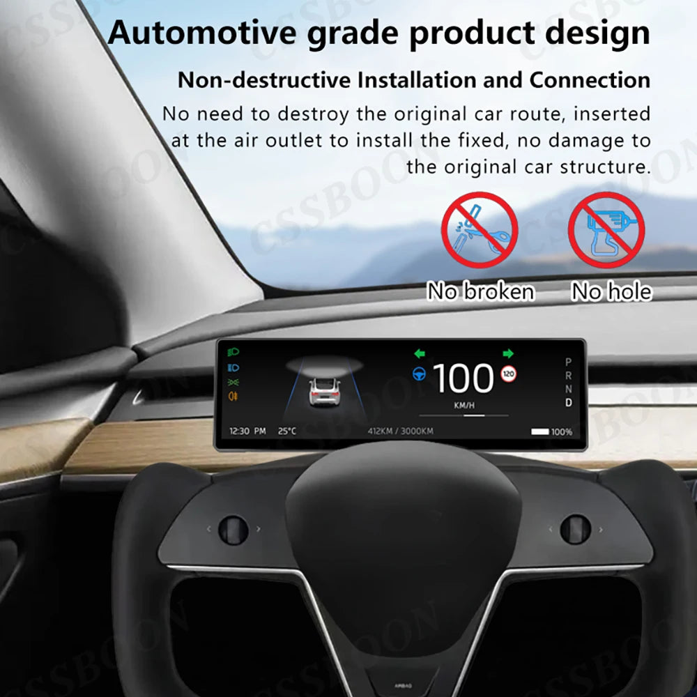 CSSBOON 8.8" Linux System Tesla Car Instrument Cluster Won't Block Airvents Dashboard Touch Display HUD for Tesla Model y/3