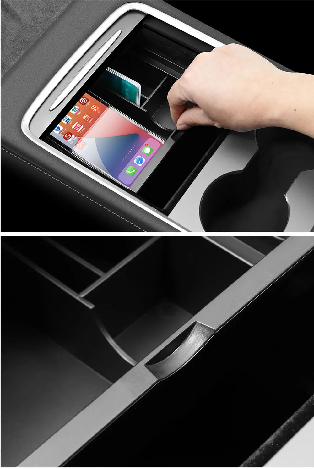 For Tesla Model 3 Highland 2025 Model Y 2021-2025 Center Armrest Hidden Storage Box Cup Holder Console Organizer Box Accessories