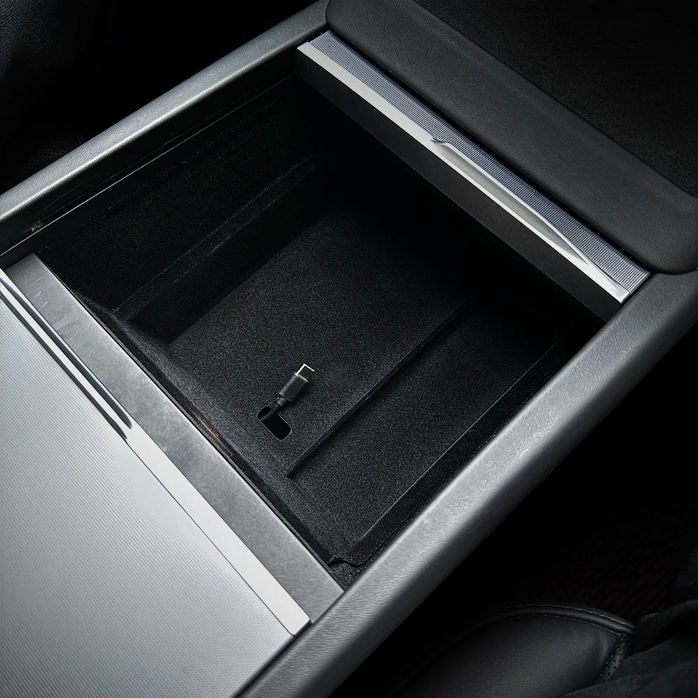 for Tesla Model 3 Highland 2024 Console Armrest Storage box Interior Organizer ABS Rubber Pad or Flocking