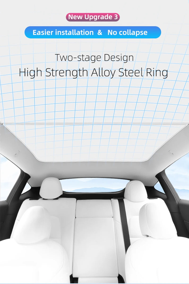 For Tesla Model 3 Y 2021-2024 highland Ice Cloth Buckle SunShades Glass Roof Sunshade Front Rear Sunroof Skylight