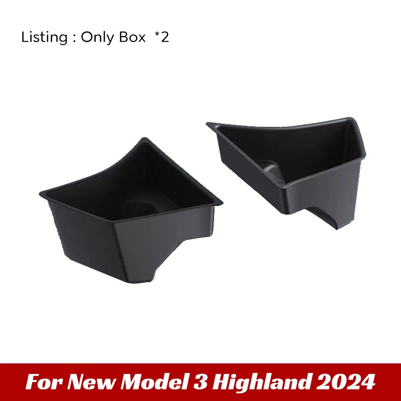 For 2024 Tesla Model 3 highland Rear Trunk Left Side Storage Box with Cover Tail Boot Organizer Partition Decoration Accessories