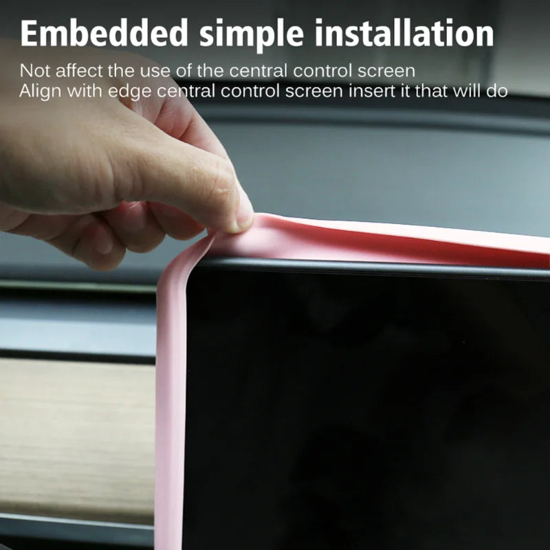 For Tesla Model 3 Y Silicone Protective Frame Edge Cover Central Control Car Accessories Navigation Screen Protector Pink White