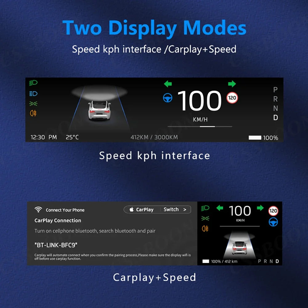 CSSBOON 8.8" Linux System Tesla Car Instrument Cluster Won't Block Airvents Dashboard Touch Display HUD for Tesla Model y/3