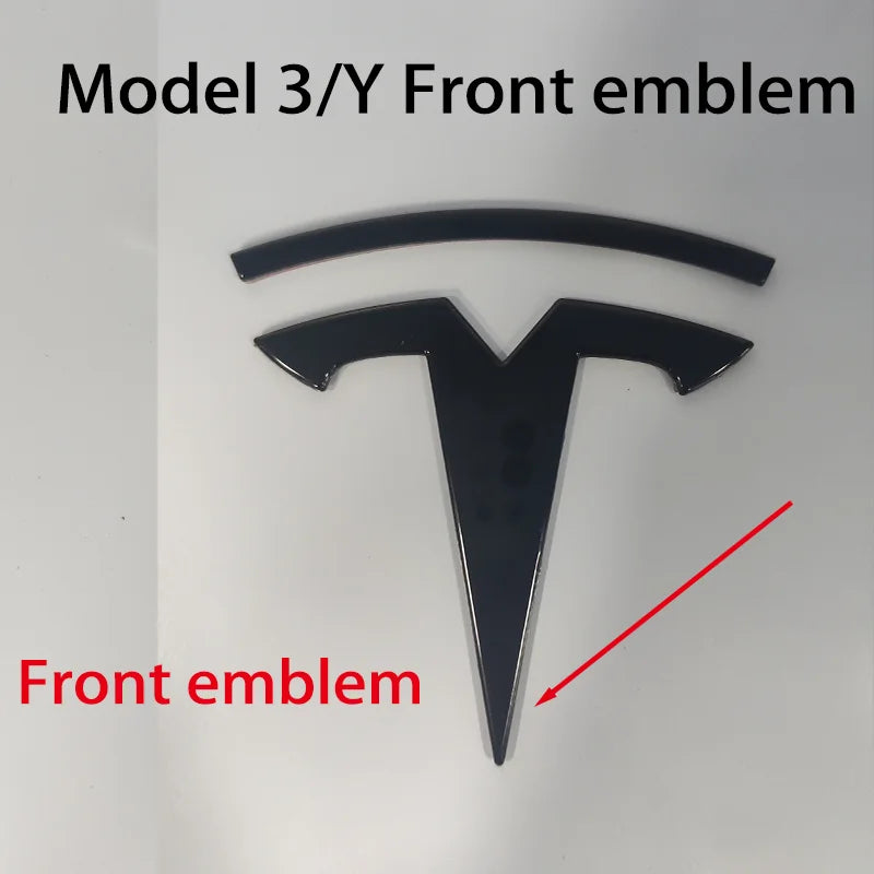 Tesla Car Front Emblem Rear Trunk Emblem Sticke for Model 3 Mode Y metal logo replacement rear and rear logos blackening