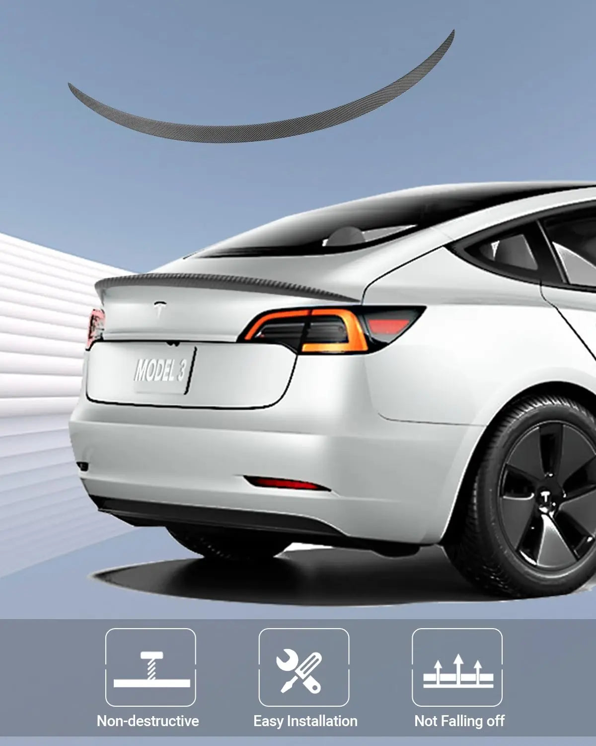 For Tesla Model 3 Performance Spoiler Original Trunk Wing ABS Black Carbon Fiber Tesla Model 3 2017-2023 Accessories