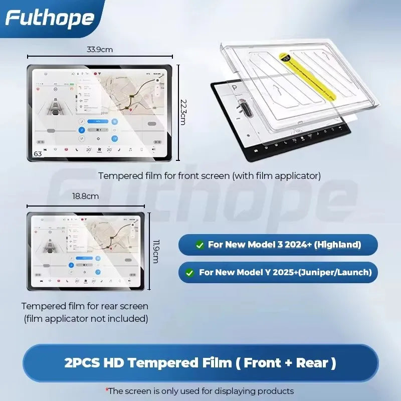 Futhope Tempered Glass Screen Protector For Tesla Highland juniper HD Center Control Film Protection