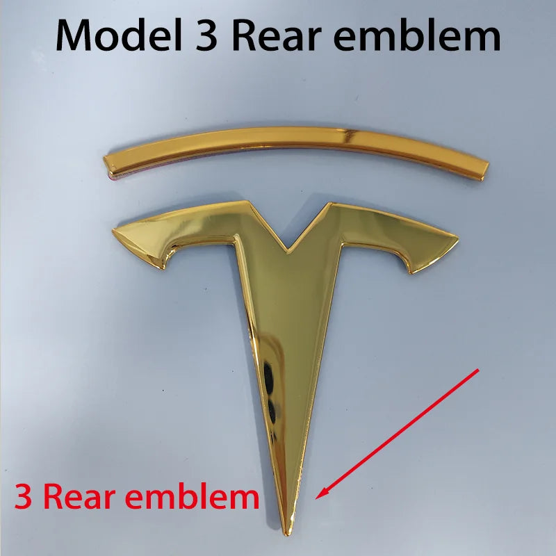Tesla Car Front Emblem Rear Trunk Emblem Sticke for Model 3 Mode Y metal logo replacement rear and rear logos blackening