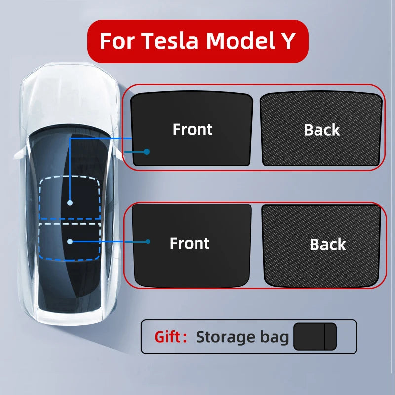 For Tesla Model 3 Y 2021-2024 highland Ice Cloth Buckle SunShades Glass Roof Sunshade Front Rear Sunroof Skylight