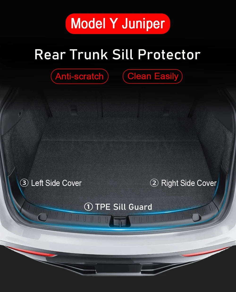 Rear Trunk Bumper Protector Guard For Tesla Model Y Juniper Launch Accessories 2025 2024 Trunk Threshold Sill Cover Mat Plate