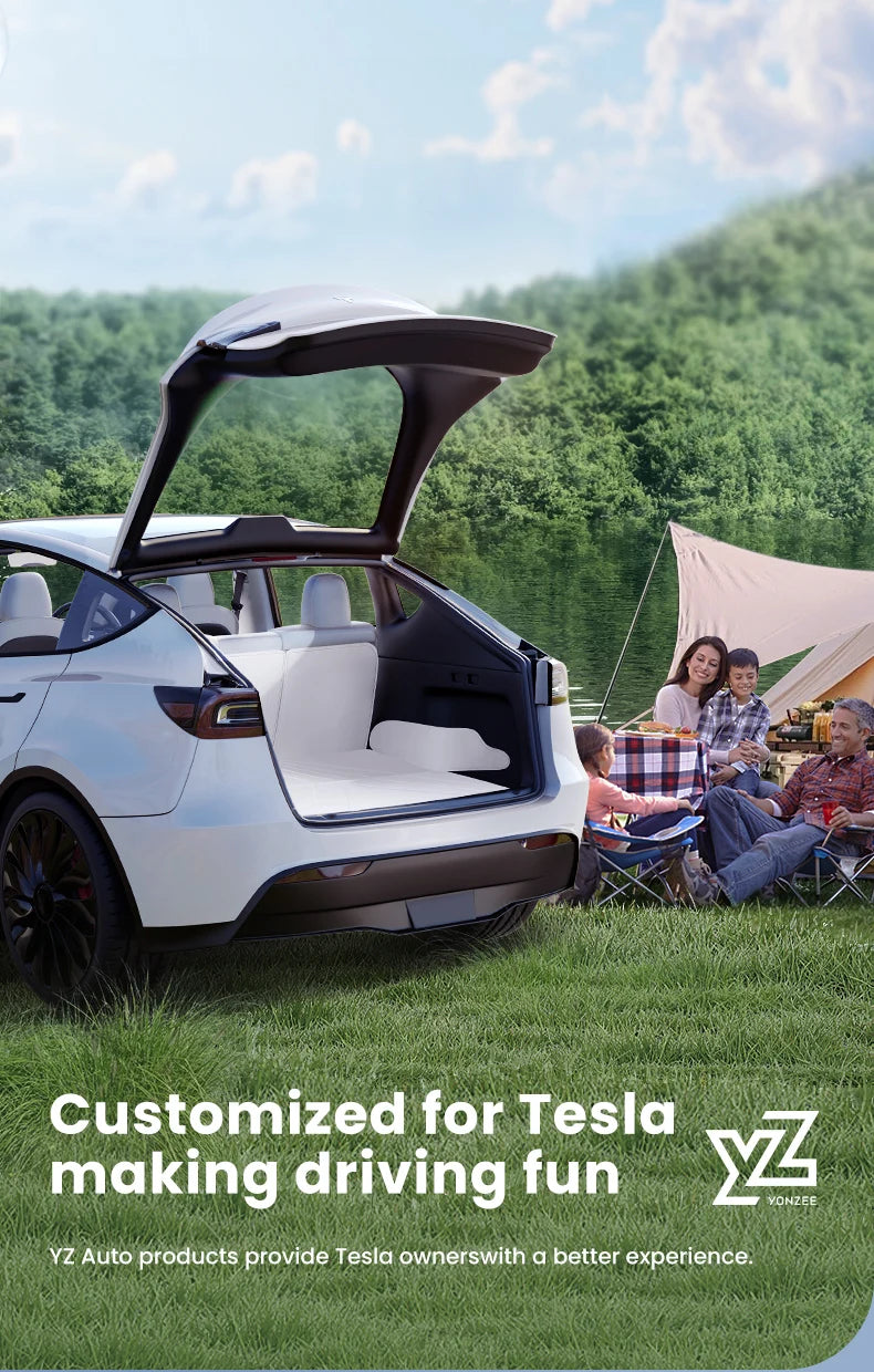 YZ For Tesla Model Y Juniper 2021-2025 Leather Trunk Mats Fully Surrounded Waterproof Non-Slip Liner Custom Floor mat