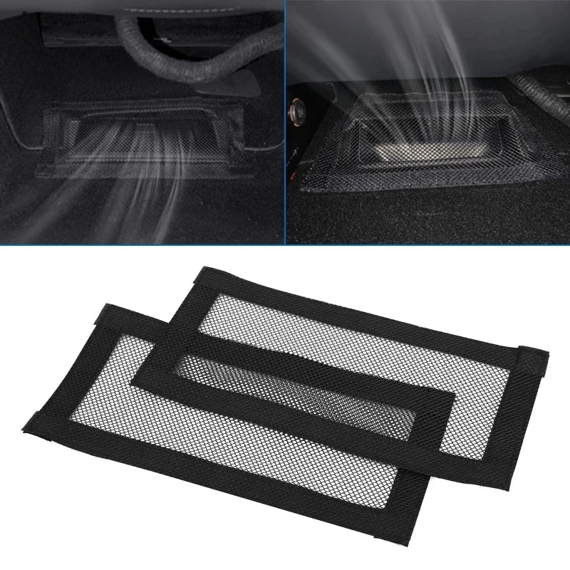 2 Pcs For Tesla Model Y 3 Highland 2024 Air Vents Cover Under Seat Outlet Protector Anti-blocking Dust Mesh Interior Accessories