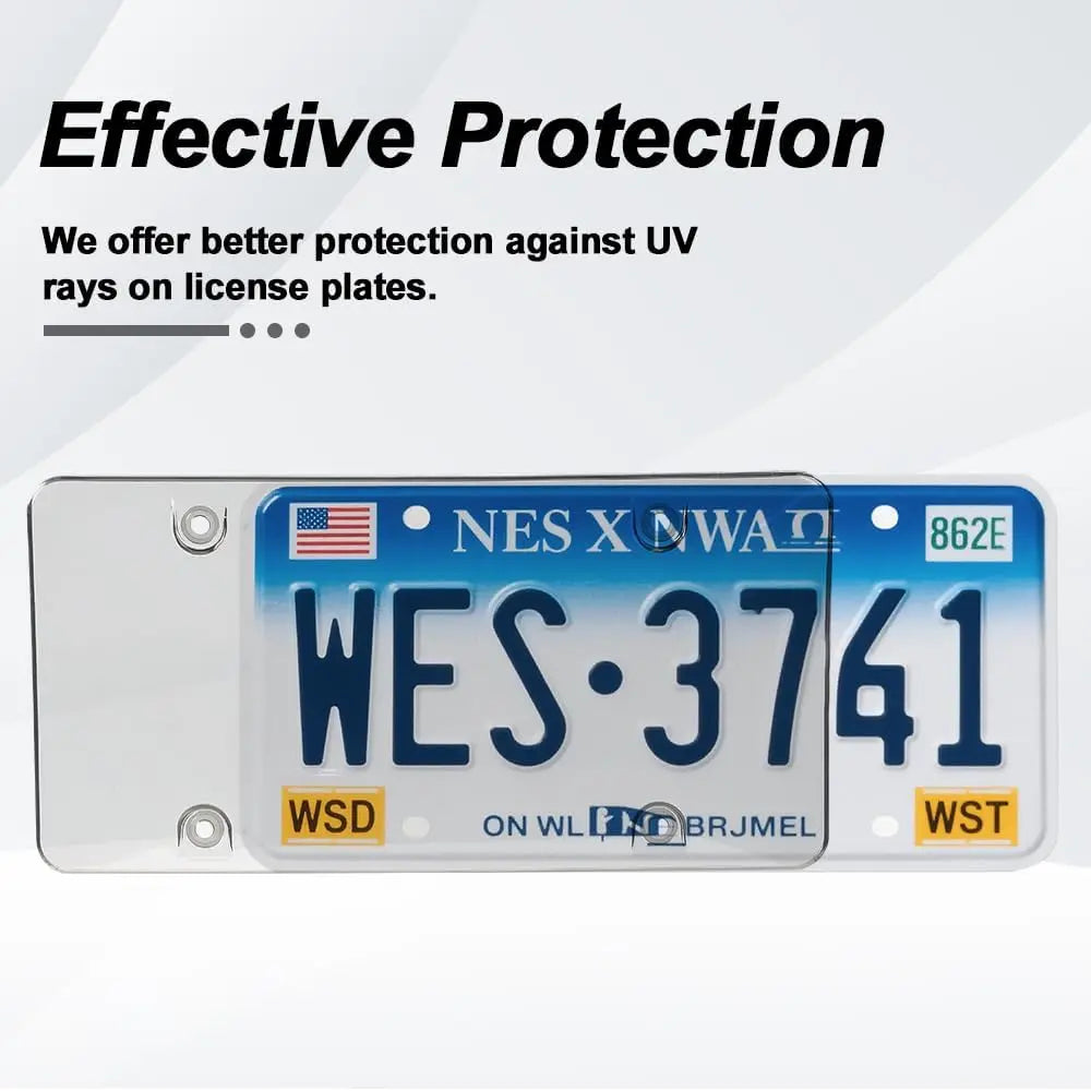 Rainproof Scratch-Resistant Protective Cover for License Plates, Includes Screws and Transparent Cover