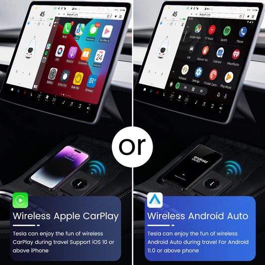 T2C Carlinkit Wireless CarPlay Adapter For Tesla Car Play Wireless Dongle for Model 3 Model Y S X Waze Spotify Android Auto