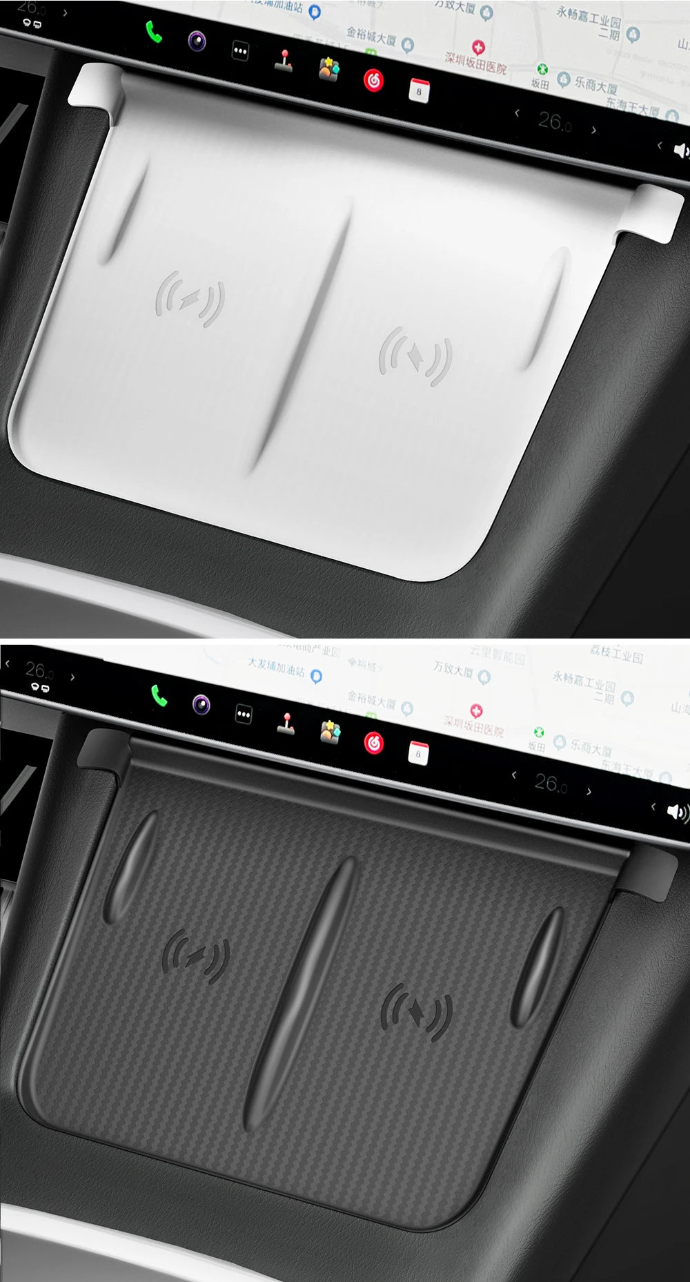 YZ For Tesla Model 3 Y Highland Juniper 2021-2025 Silicone Anti-skid Pad For Tesla Car Phone Wireless Charging Pad Accessories