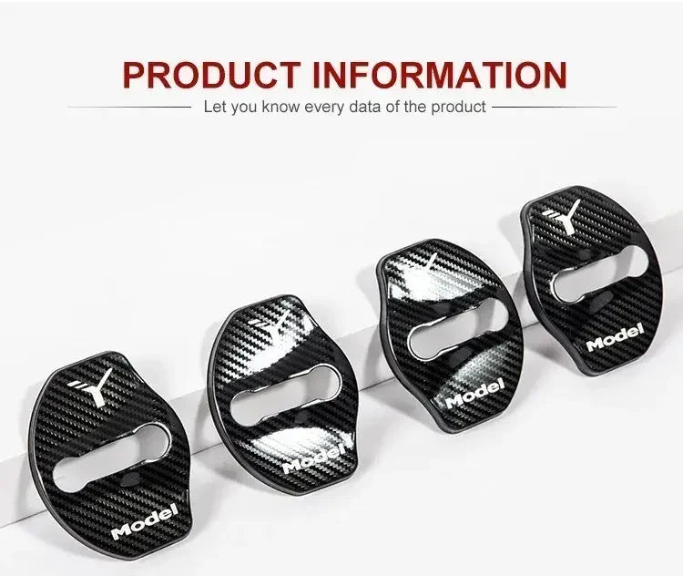 Car Door Lock Buckle Cover Door Lock For Tesla Model Y Carbon Fiber Metal  Sticker Protector Accessories Decoration
