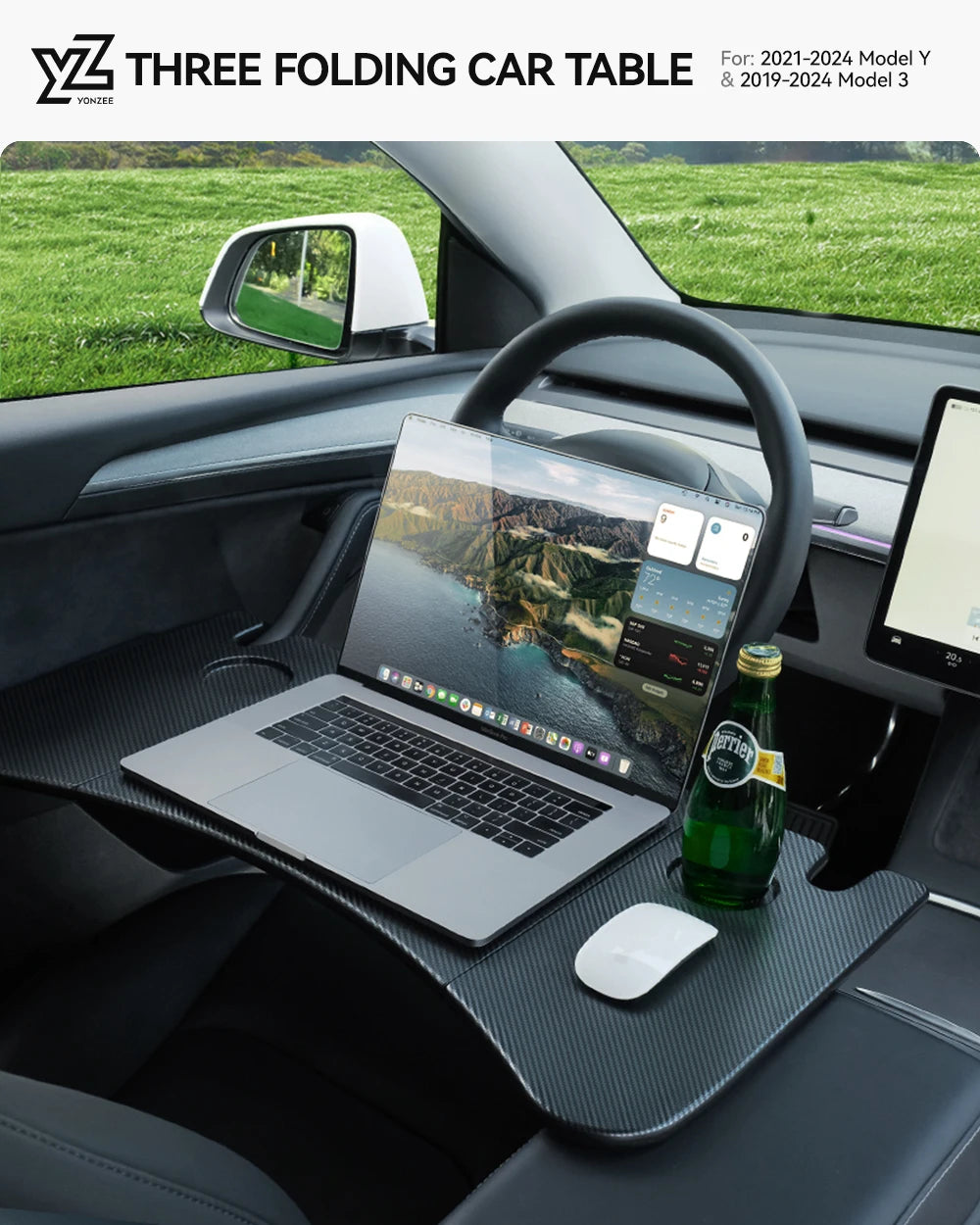 YZ Table Desk For Tesla Model 3 Y Highland Juniper 2021-2025 Car Steering Wheel Laptop Tray Food Desk Portable Office Table