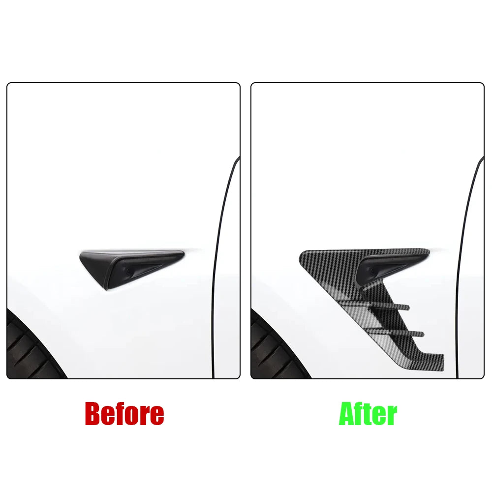Car Side Camera Flanks Covers Spoiler Decorative Protector Guards Dustproof Carbon Fiber DIY Kit Accessories For Tesla Model 3 Y