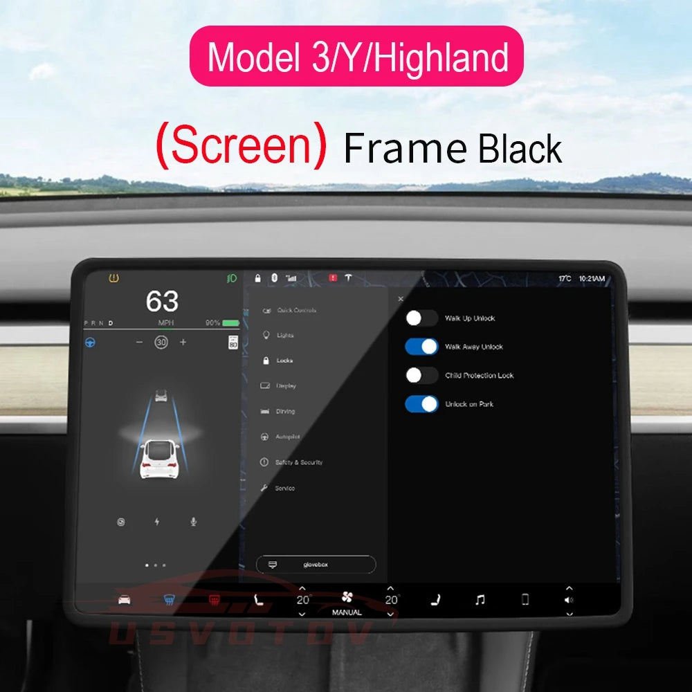 Screen Edge Protector for Tesla Model 3 Y Highland Display Frame Protective Cover Center Console Decoration Interior Accessories