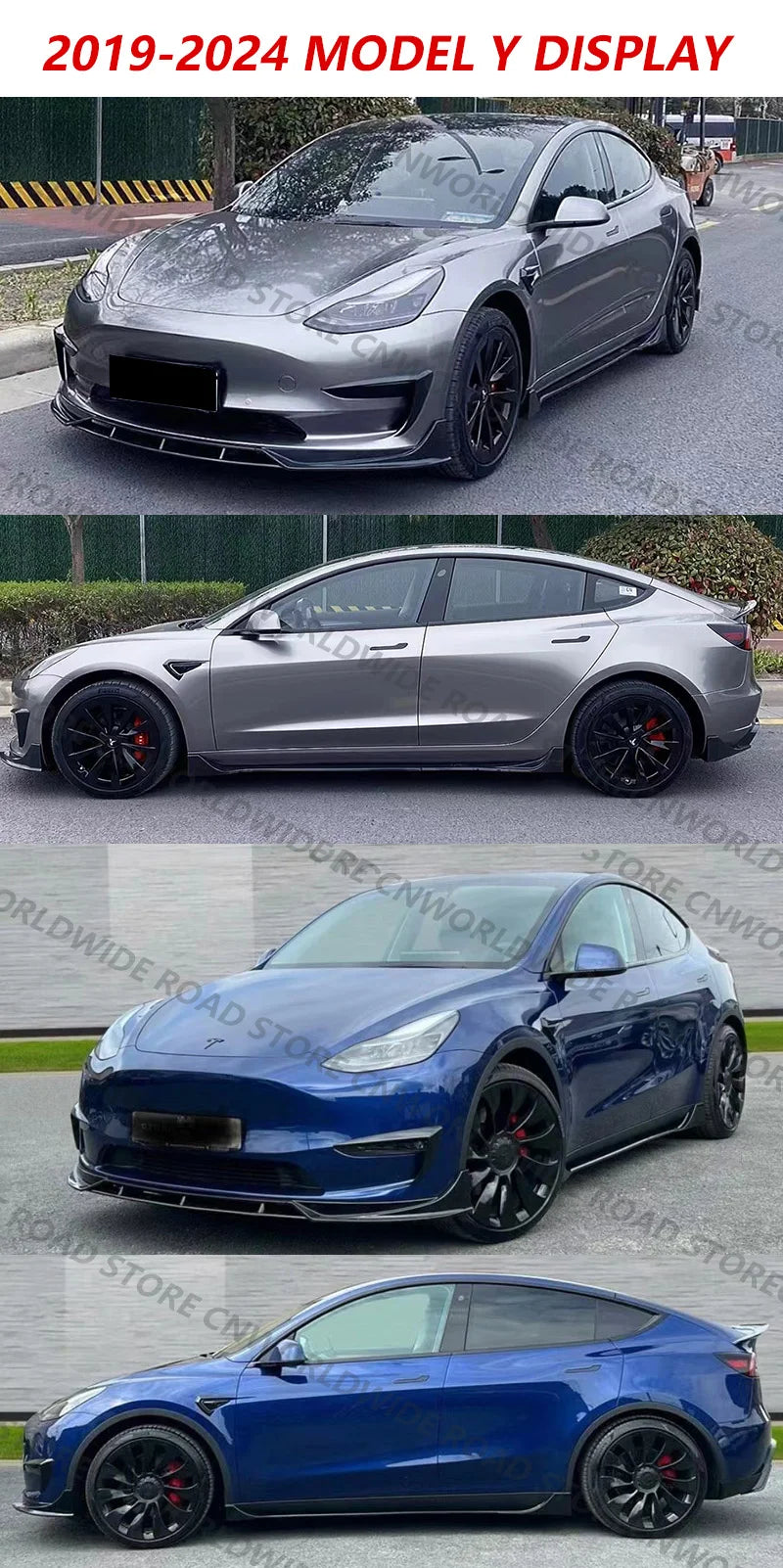 For Tesla Model 3 Y Highland 2017-2024 Side Skirts Body Kits Carbon Fiber Pattern Black ABS Fast Tunning For Tesla Accessories