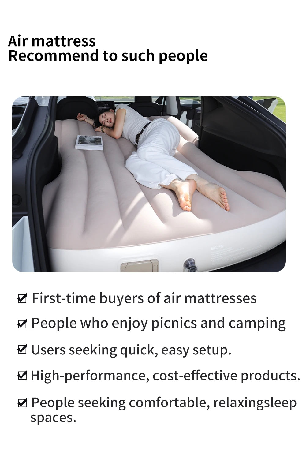 YZ For Tesla Model Y Juniper 2021-2025 Mattress  Automobile Self-Inflating Mattress Travel Mattress Inflatable Camping Mattress