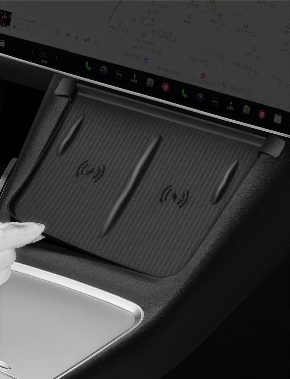 YZ For Tesla Model 3 Y Highland Juniper 2021-2025 Silicone Anti-skid Pad For Tesla Car Phone Wireless Charging Pad Accessories