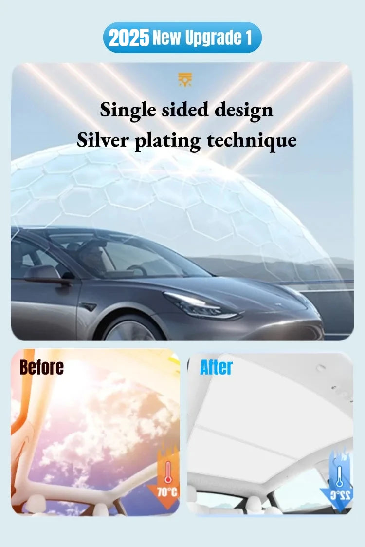 Sunroof Sunshades for Tesla Model 3 HIGHLAND 2024 Model Y JUNIPER 2025 Ice Cloth Buckle Sun Pare Glass Skylight Accessories