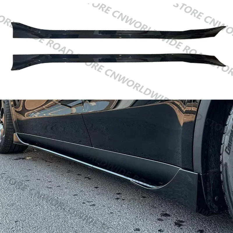 For Tesla Model 3 Y Highland 2017-2024 Side Skirts Body Kits Carbon Fiber Pattern Black ABS Fast Tunning For Tesla Accessories