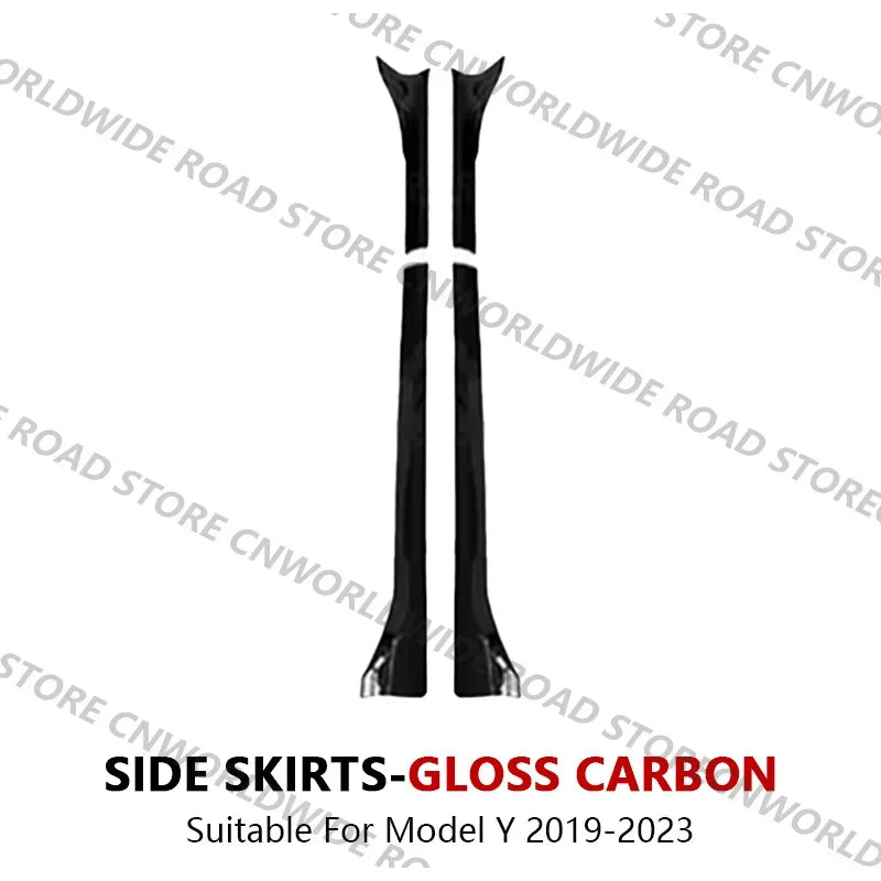 For Tesla Model 3 Y Highland 2017-2024 Side Skirts Body Kits Carbon Fiber Pattern Black ABS Fast Tunning For Tesla Accessories