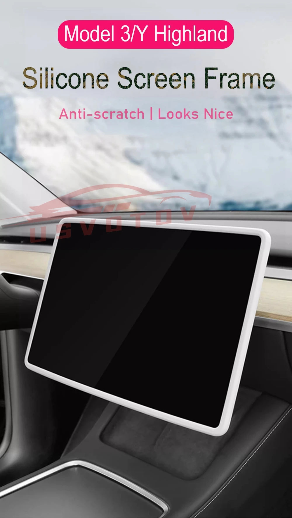 Screen Edge Protector for Tesla Model 3 Y Highland Display Frame Protective Cover Center Console Decoration Interior Accessories