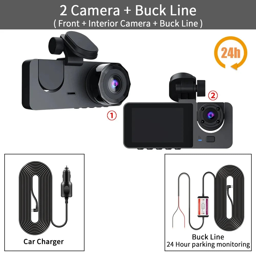 Dash Cam for Cars Camera HD 1080P Video Recorder Dashcam DVR Black Box Dual Lens DVR with Rear View Camera for Vehicle