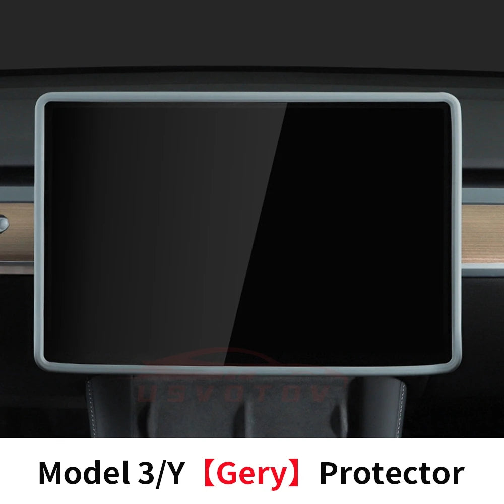 For Tesla Model 3 Y Highland Screen Protector Silicone Frame Display Edge Body Cover Central Control Accessories 2024 2023 2022