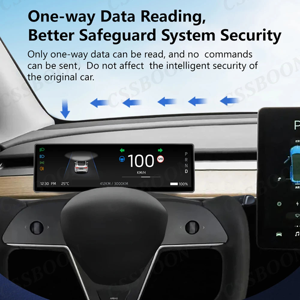 CSSBOON 8.8" Linux System Tesla Car Instrument Cluster Won't Block Airvents Dashboard Touch Display HUD for Tesla Model y/3