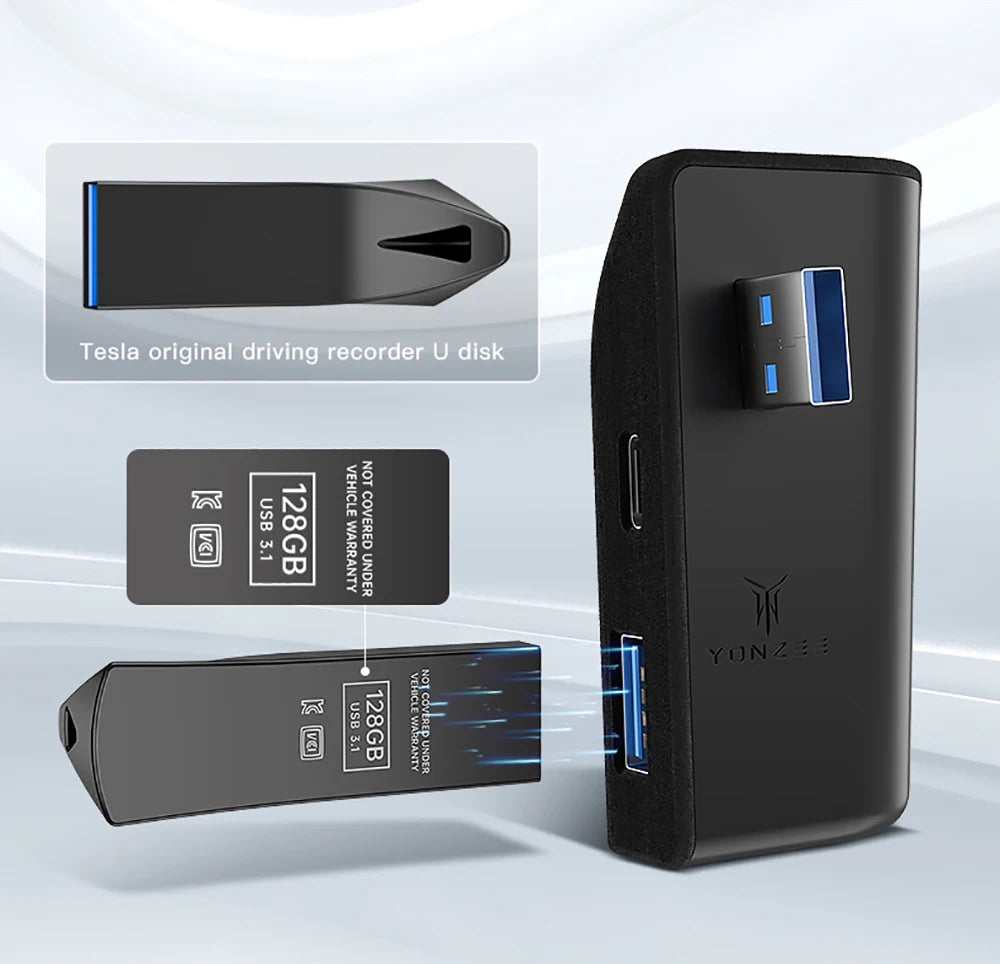 YZ For Tesla Model 3 Y Highland Juniper 2021-2025 Glove Box Flocking USB HUB Adapter Quick Charger Car Accessories